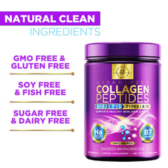 Collagen powder serving size and 28 servings label