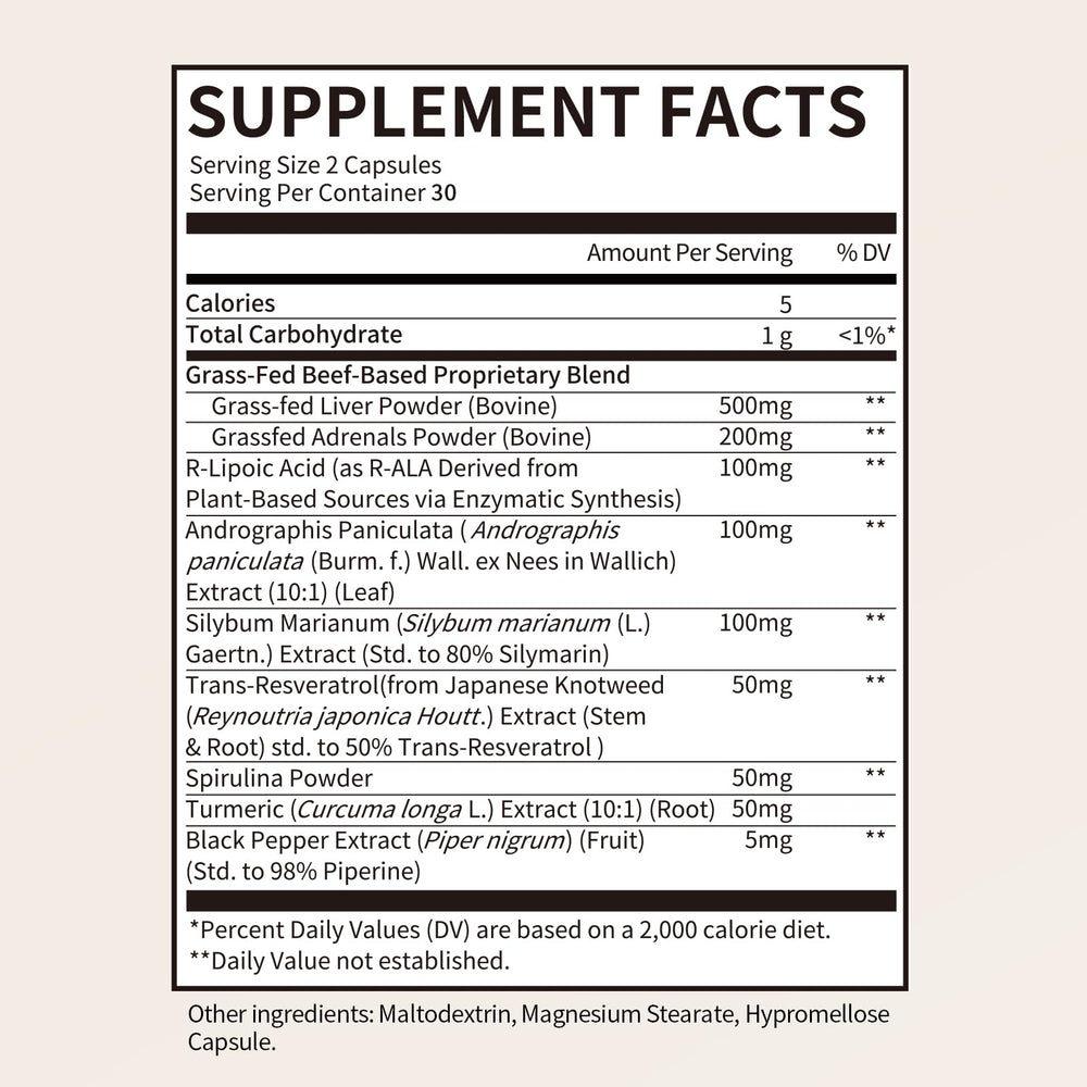 Detox support and energy benefits imagery with capsules