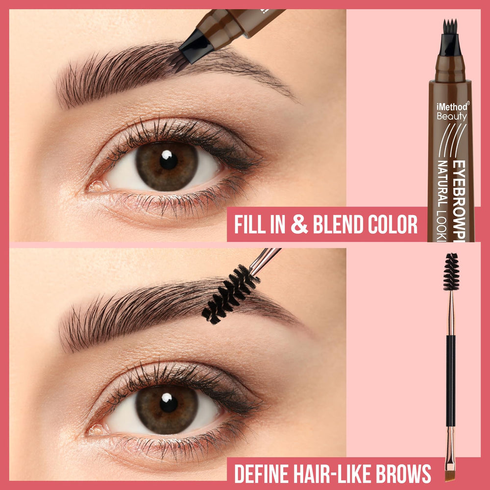 iMethod Eyebrow Pen waterproof wear demonstrating smudge-proof finish.