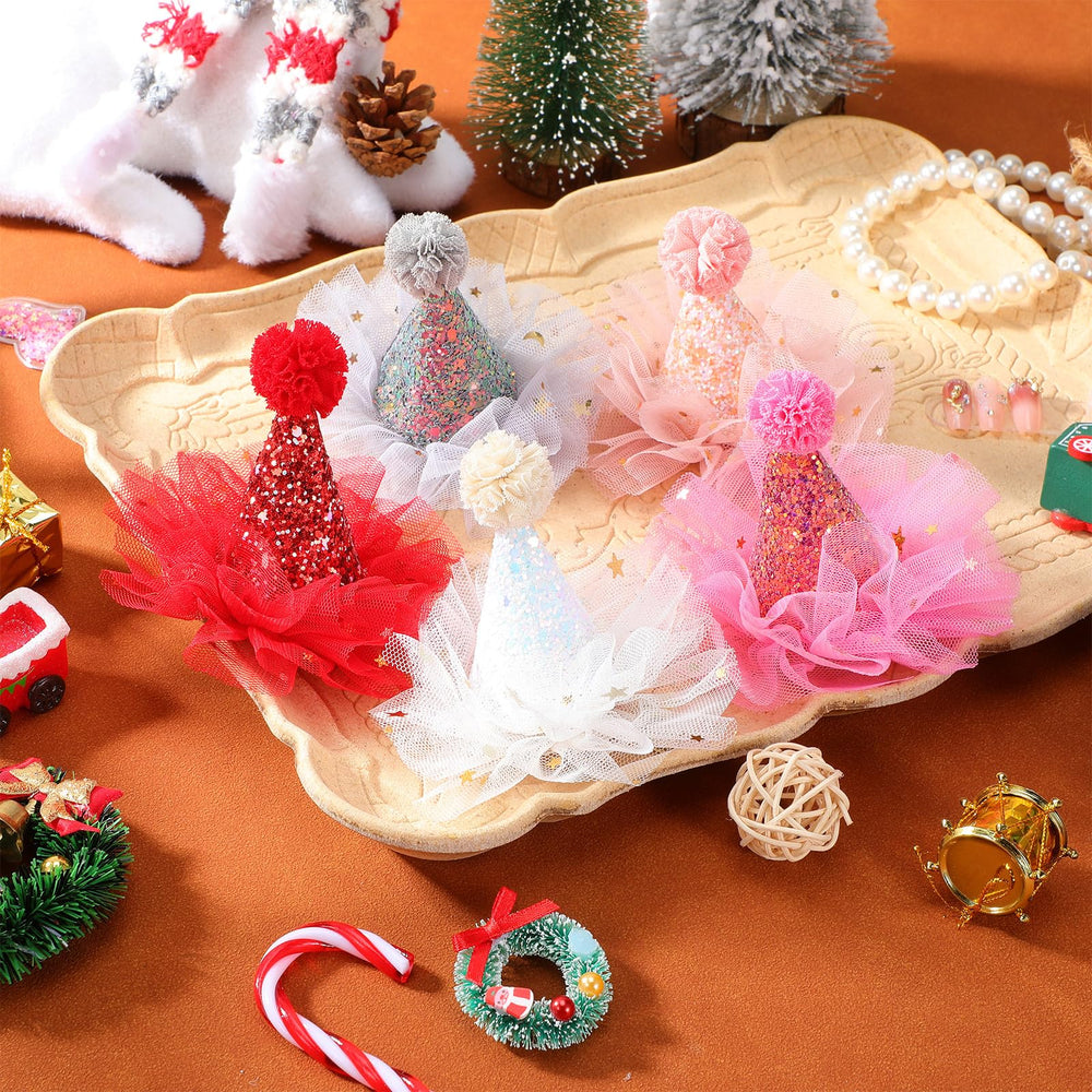 IMIKEYA Christmas hat sequins hair clip 2 brightens daily looks with light wear.