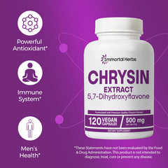 Immortal Herbs Chrysin bottle label with product details