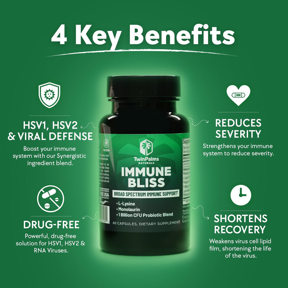 Close-up of Immune Bliss ingredients including L-Lysine and Zinc