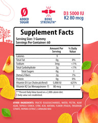 Immune and bone support gummies with Vitamin D3 and Vitamin K2 for adults