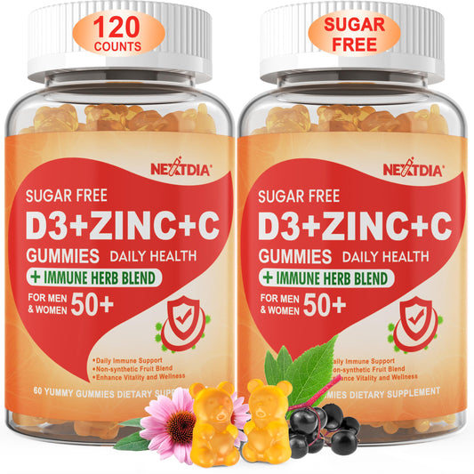 Front view of Sugar Free Vitamin C + D3 + Zinc Immune Gummies Pack 2