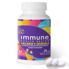 Front view of Immune Health Basics children's chewable tablets bottle