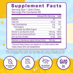 Ingredients panel highlighting Vitamin C, Vitamin D, Zinc and Elderberry