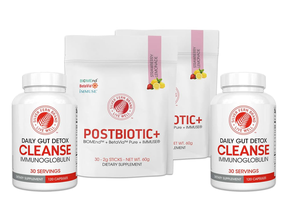 Front view of Silver Fern Immune+ Protocol Kit with Postbiotic+ and Cleanse.