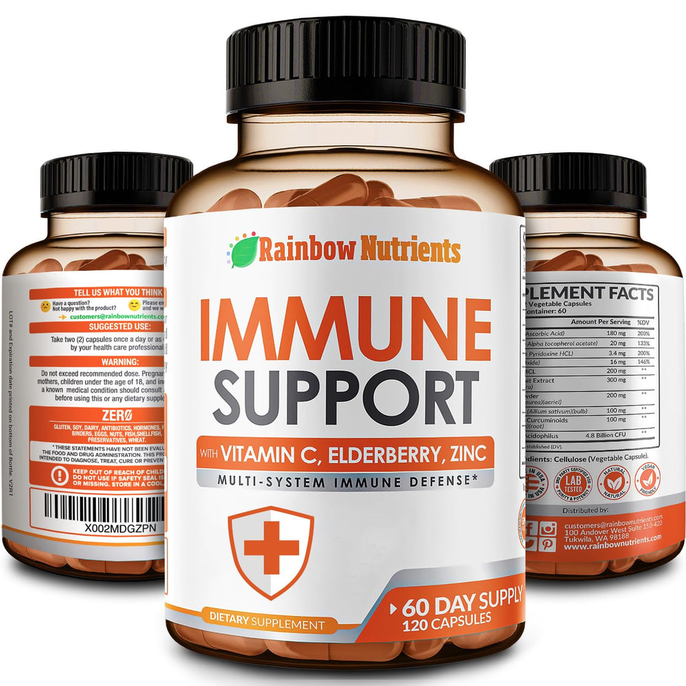 10-in-1 Immune Support supplement bottle labeled 10-in-1 with no fillers