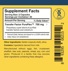 Close-up of the Transfer Factor Sensitive bottle with capsules