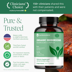 Immune support mushroom supplement, USA grown and GMP processed