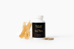 Graphic illustrating immune support with sea moss capsules