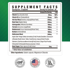 Immune support ingredients including Vitamin D3, elderberry and echinacea