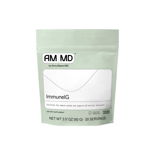 ImmuneIG dairy-free colostrum powder in a scoop against a white background