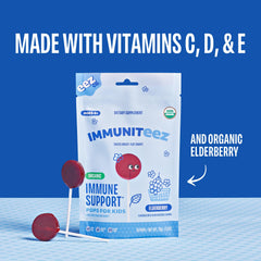 Vitamins C, D, E and zinc icons on label