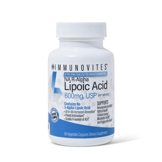 IMMUNOVITES Stabilized R-Alpha Lipoic Acid bottle label