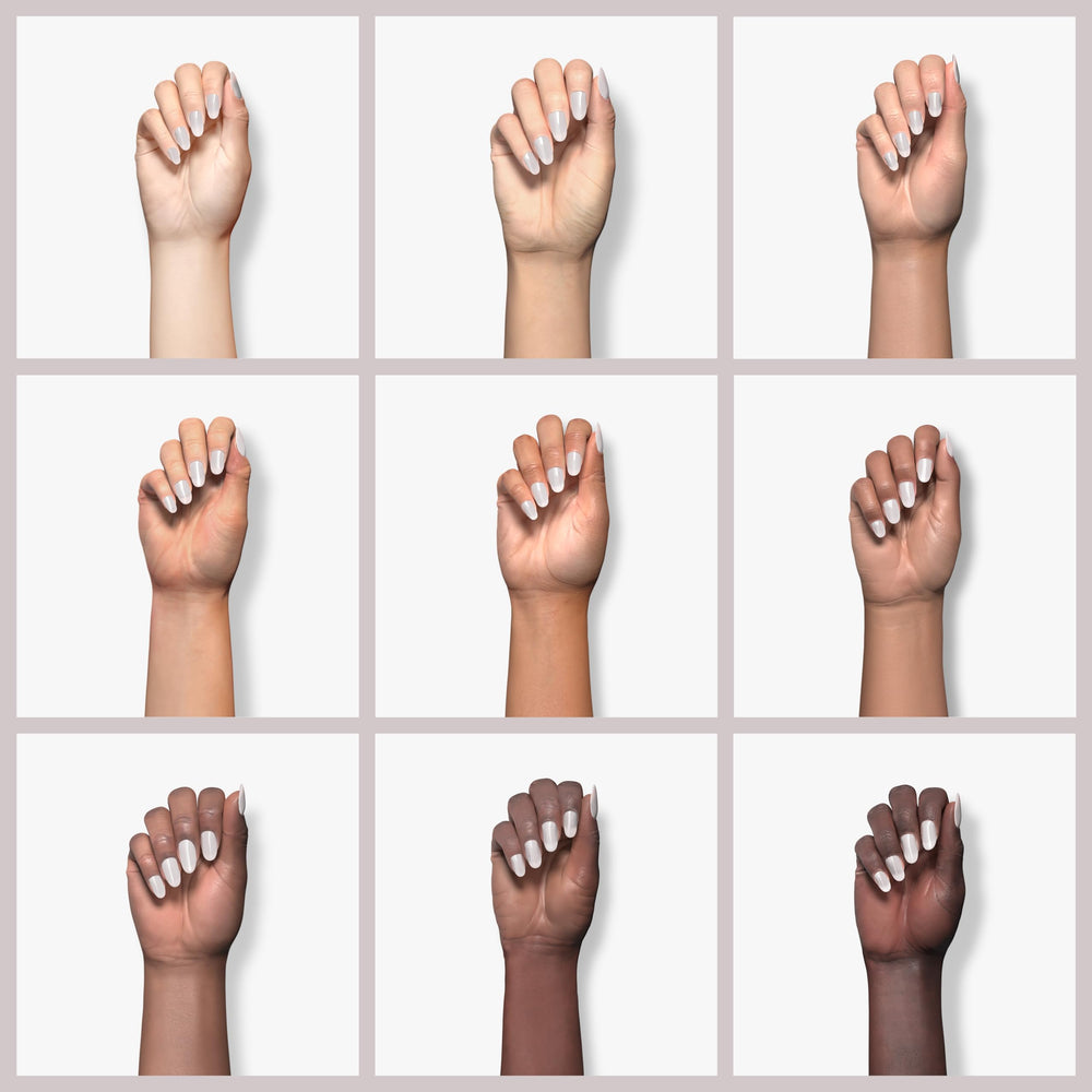 IN.HYPE Milky White Application demonstrates subtle, even coverage for manicures and pedicures