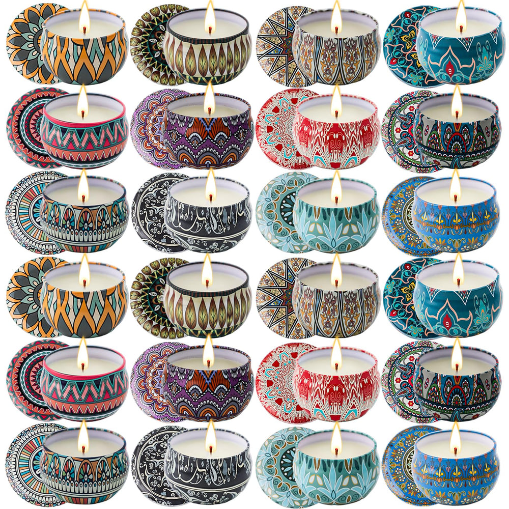 Inayou 24-pack candles cinnamon-apple-variety gift-ready box for cozy evenings.