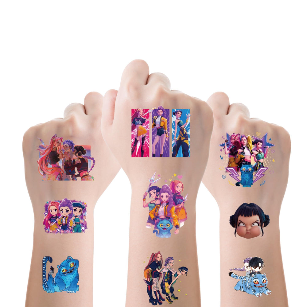 INBVE Kpop Demon Hunters temporary tattoos for kids, ideal party favors and birthday decorations.