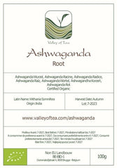 Indian ginseng ashwagandha product label