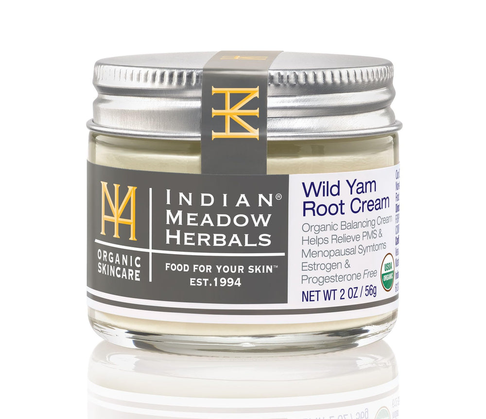 Indian Meadow Herbals Wild Yam Cream jar promoting gentle hormonal balance