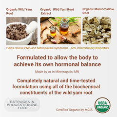 Indian Meadow Herbals Wild Yam Root Cream USDA Organic seal — trusted certification.
