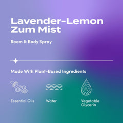 Zum Mist essential oil spray bottle with lavender lemon theme