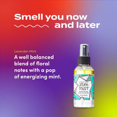Ingredients and essential oils label for Zum Mist