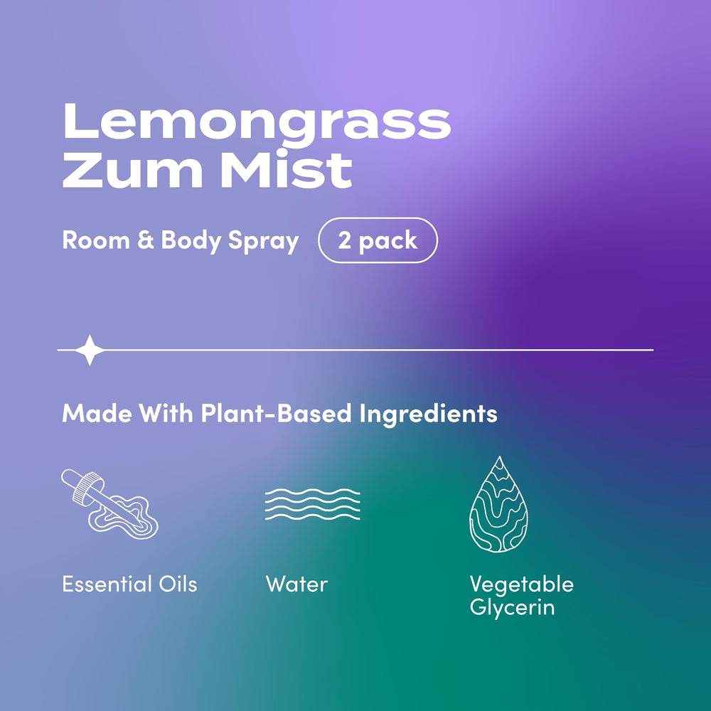 Two-pack Zum Mist Lemongrass spray bottles close-up