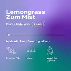 Two-pack Zum Mist Lemongrass spray bottles close-up