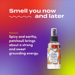 Label on Indigo Wild Zum Mist Patchouli spray