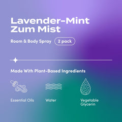 Close-up of Zum Mist Lavender-Mint bottle label