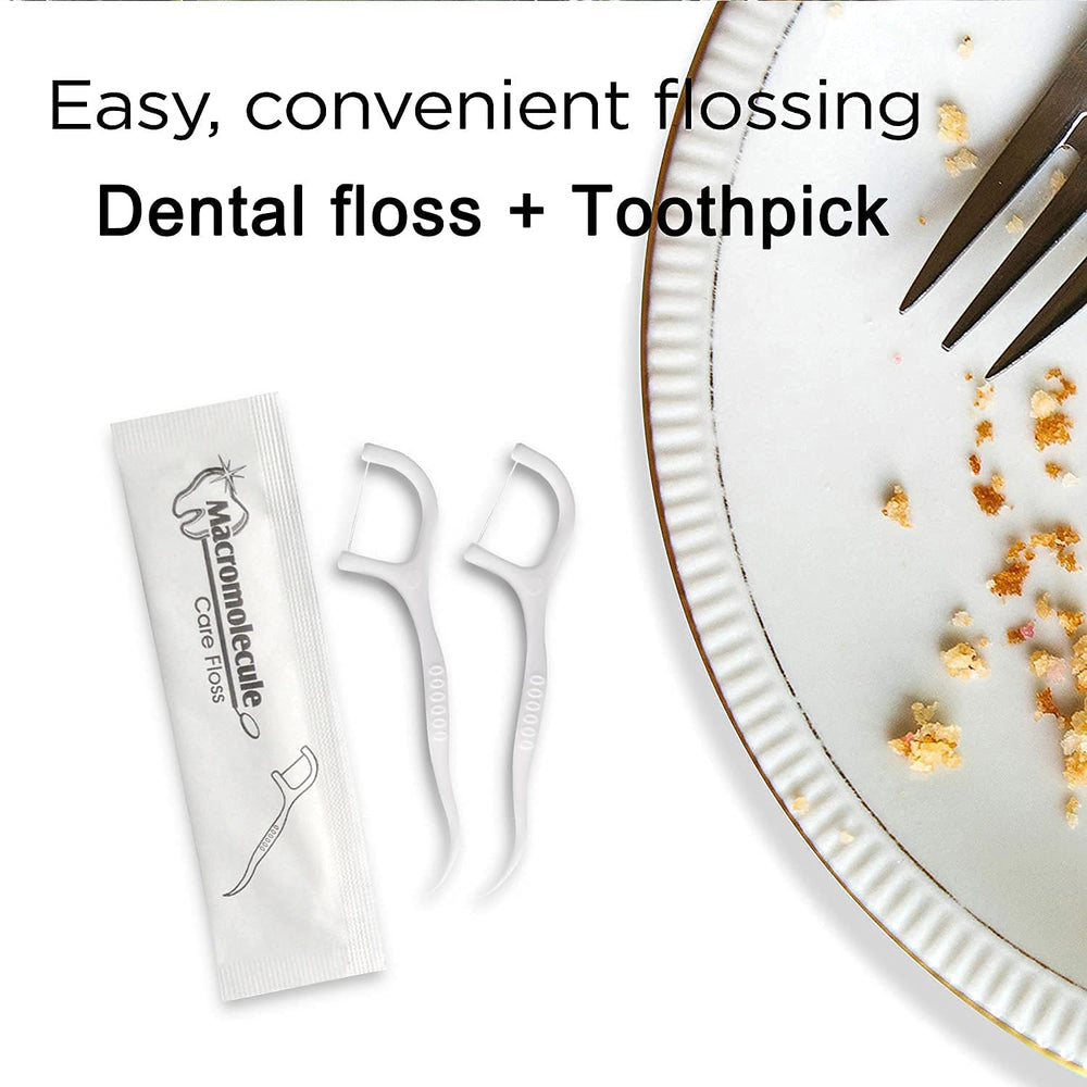 Assorted dental floss picks arranged for travel use