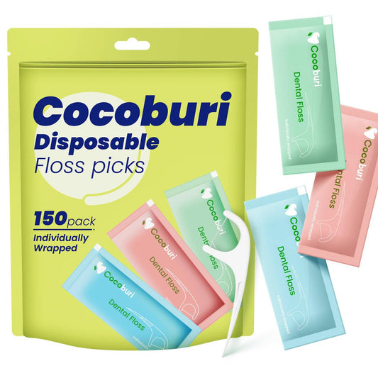 Individually wrapped dental floss picks 150-count bulk pack