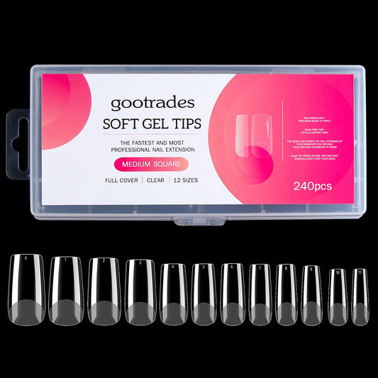 INENK medium square gel nail tips for quick, professional-looking extensions