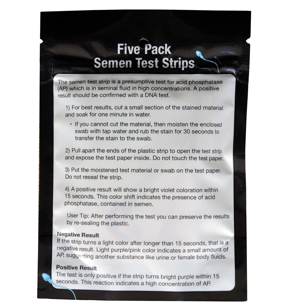 Infidelity test kit contents with five strips
