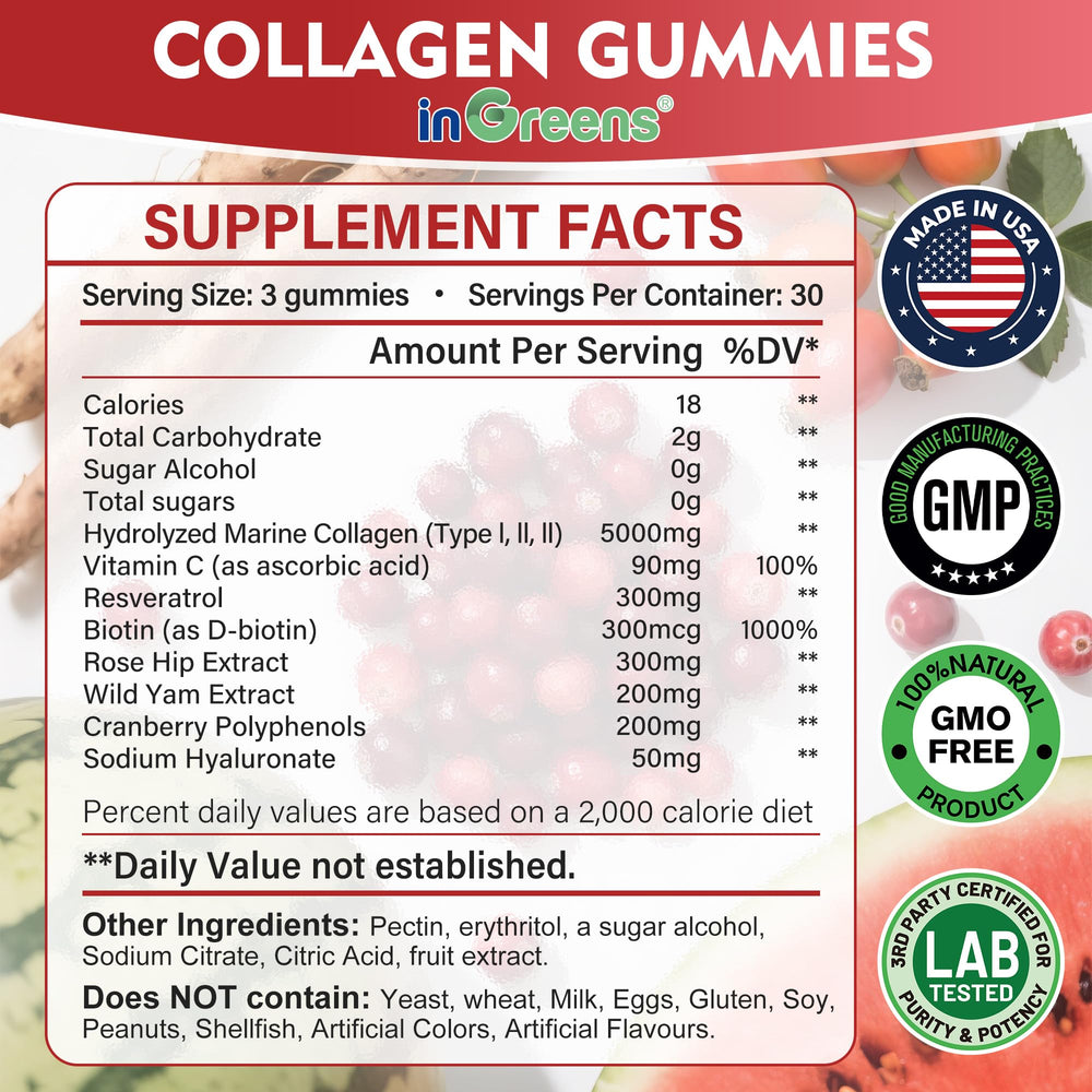 Label highlighting 5000mg marine collagen per serving