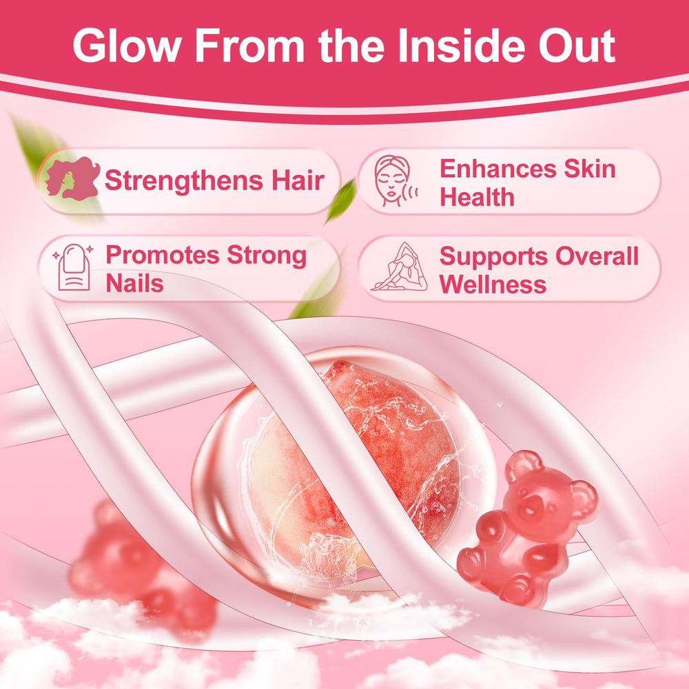Close-up of white peach flavored gummies