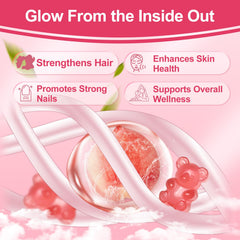 Close-up of white peach flavored gummies