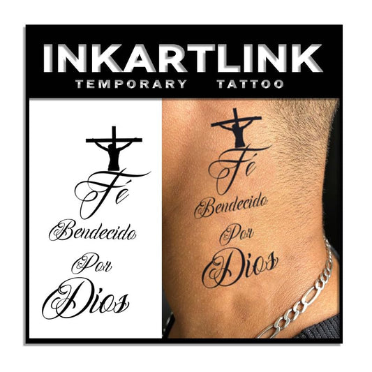INKARTLINK Faith Blessing tattoo sheet with realistic designs for long lasting body art