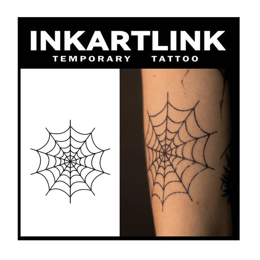 INKARTLINK Spider's Web tattoo design shown on skin for a realistic look and lasting impression