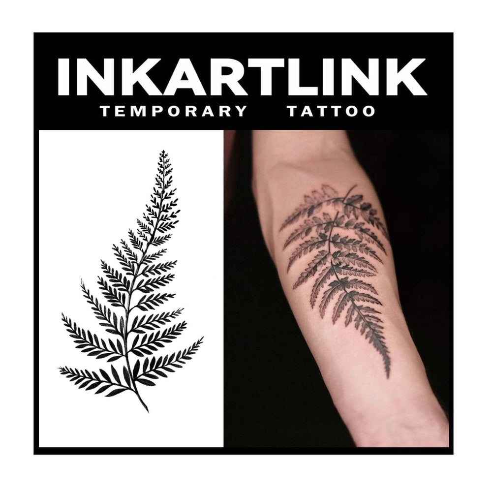 INKARTLINK Tattoo Tech flower big leaves design, ultra-realistic temporary tattoo for expressive style.