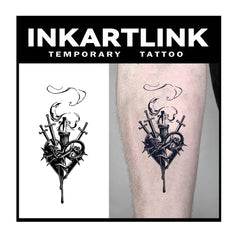 INKARTLINK Tattoo Tech Hurt Heart Design, realistic semi-permanent look for days of wear.