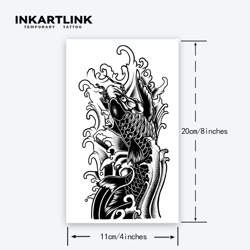 INKARTLINK extra-large koi fish tattoo, realistic look without reflection.