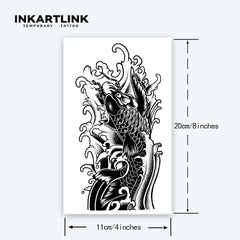 INKARTLINK extra-large koi fish tattoo, realistic look without reflection.