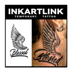 INKARTLINK wing tattoo sheet close-up showing realistic design and long wear