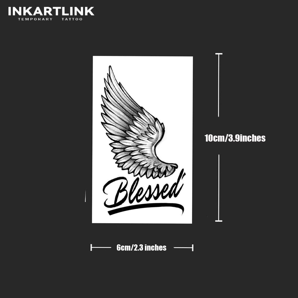 INKARTLINK wing tattoo sheet 3 close-up emphasizes bold shading and water resistance