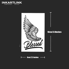 INKARTLINK wing tattoo sheet 3 close-up emphasizes bold shading and water resistance