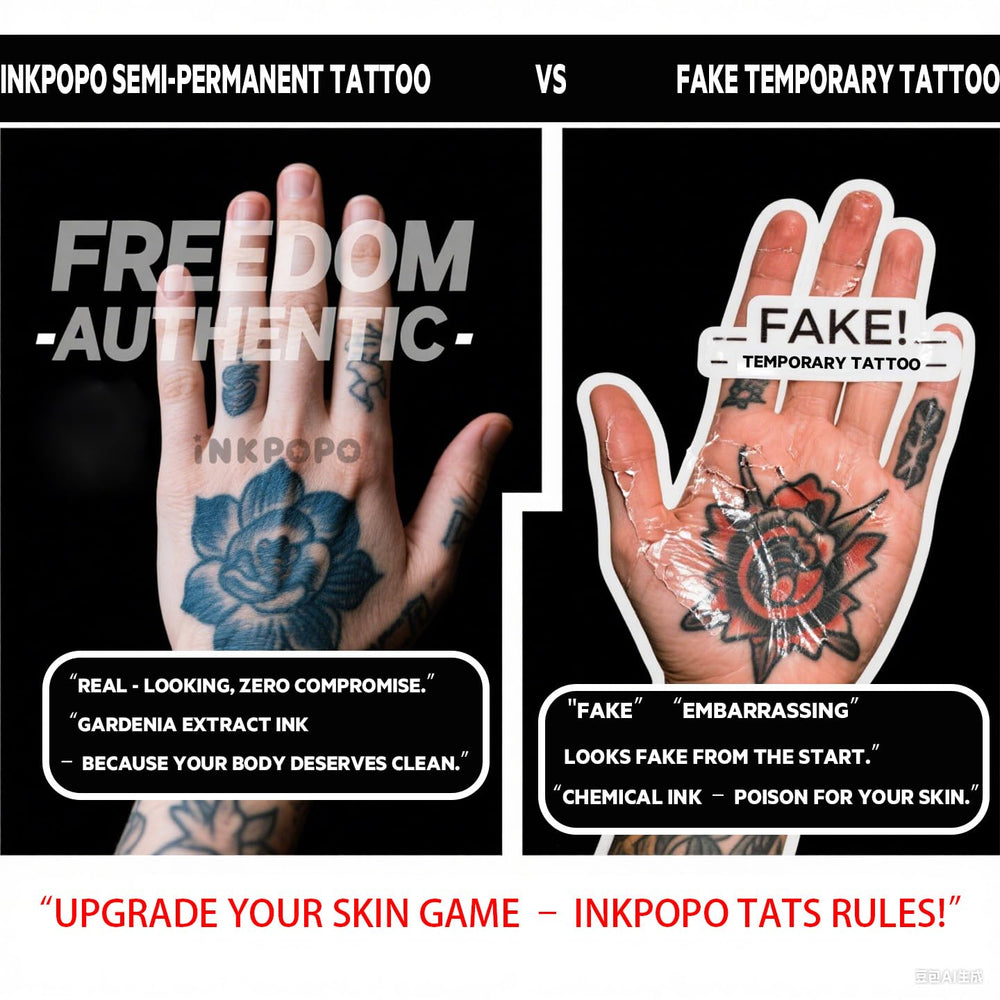 INKPOPO color timeline reveals how designs darken to a bold finish overnight.