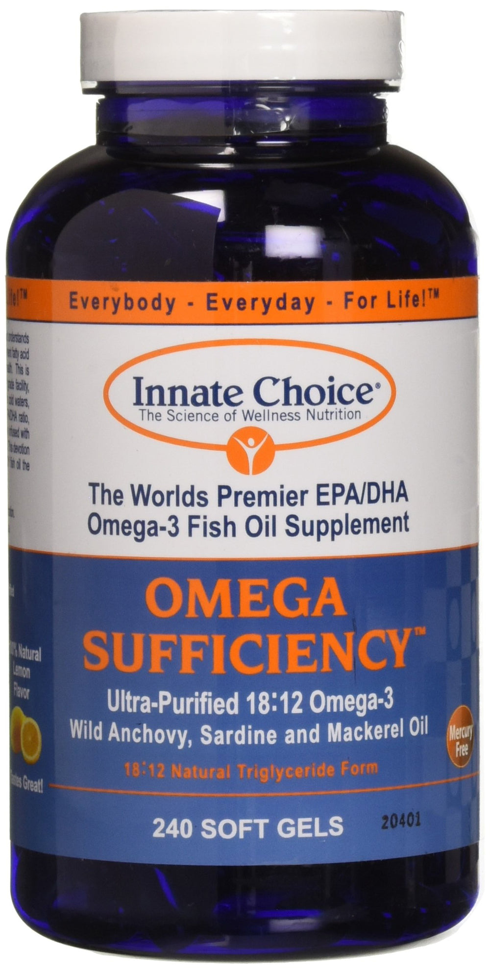 Innate Choice Omega Sufficiency Lemon bottle front view for daily wellness routine.