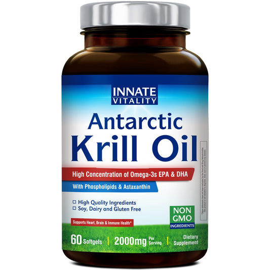 Package front of Innate Vitality Antarctic Krill Oil 2000mg 60 softgels